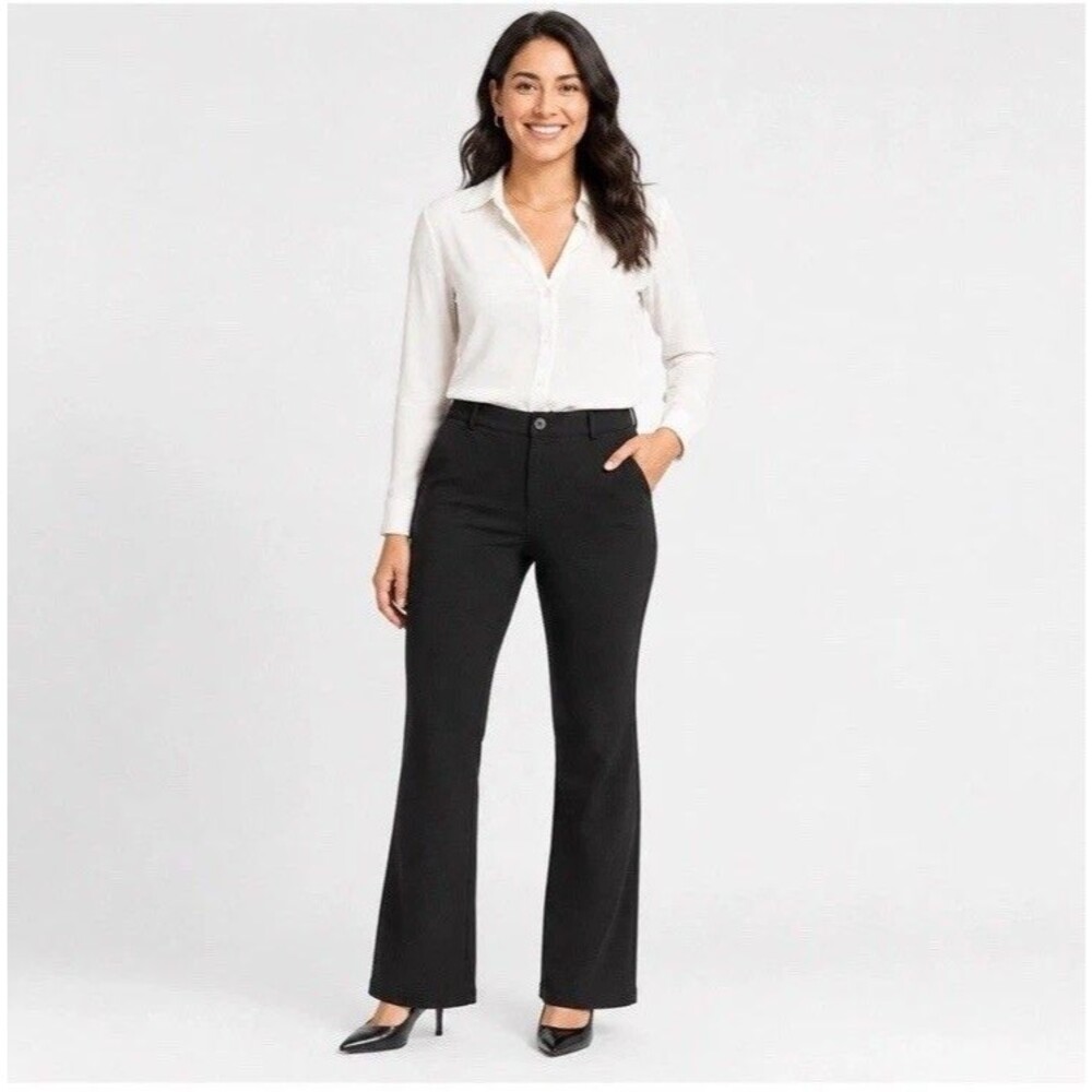 Betabrand Dress Pant Yoga Pants Bootcut Black Stretch Trousers XXL Petite Work